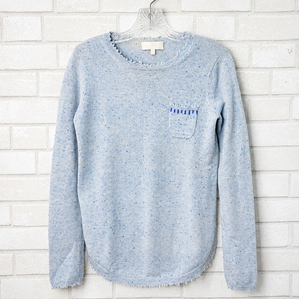 Women Blue Cashmere Sweater XS Coastal Minimalist Scandinavian Quiet Luxury Chic